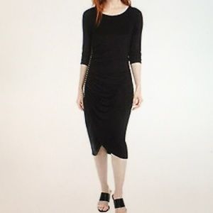 Black Body-Hugging Dress Mid-Calf Classic Size L